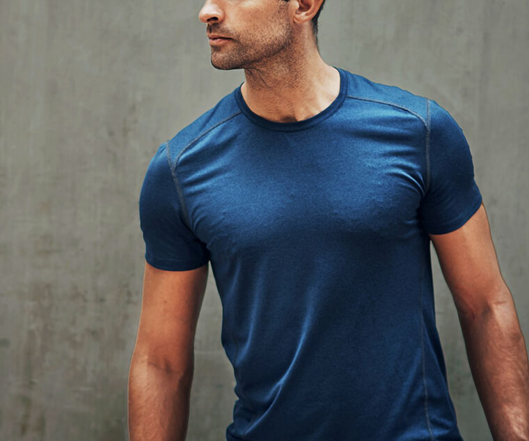 Fit man in a blue shirt
