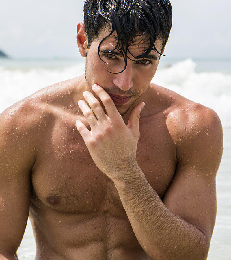 Fit man at the beach