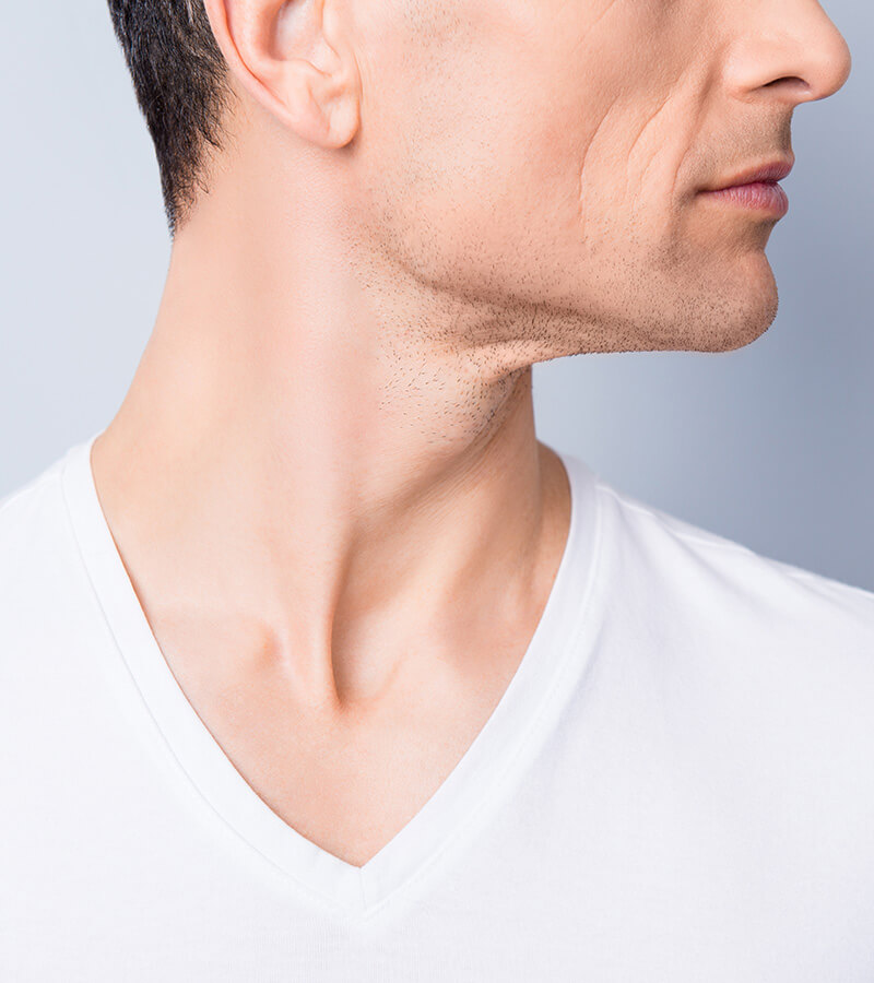 Profile of a mans neck
